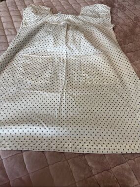 Marie Chantal Cream Dress with Blue Polka Dots